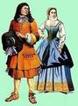 1678 г. Французский крестьянин и молочница в сельской одежде